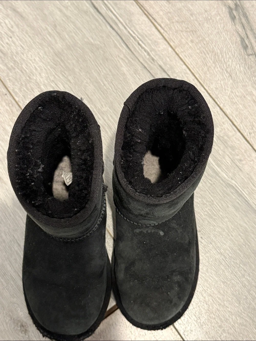 UGG Kids Black Classic Short Suede Shearling Boots